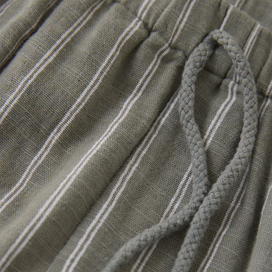 Baby Boys Cotton Woven Pant in Sage Stripes by Minymo