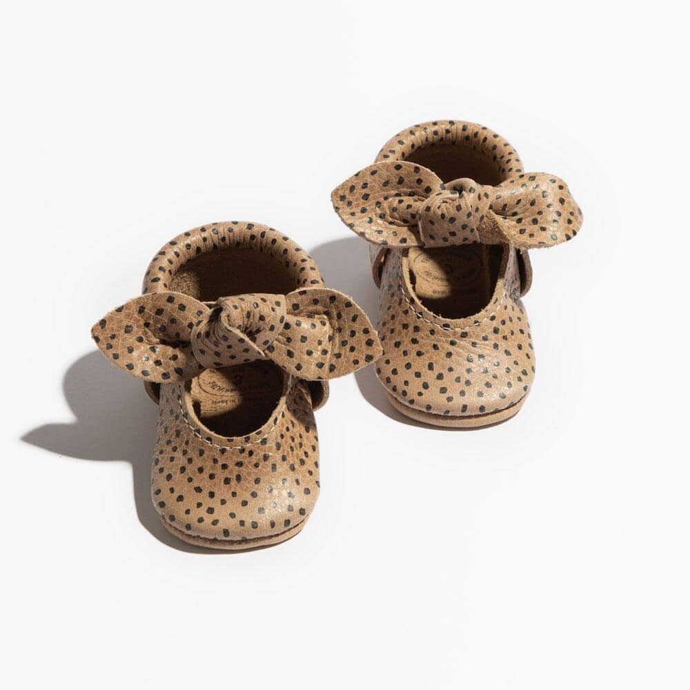 Almond Speckles Knotted Bow Baby Shoe by Freshly Picked