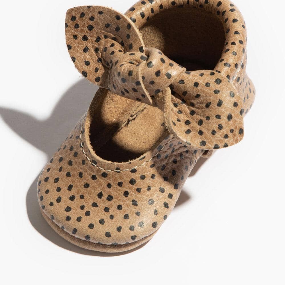 Almond Speckles Knotted Bow Baby Shoe by Freshly Picked