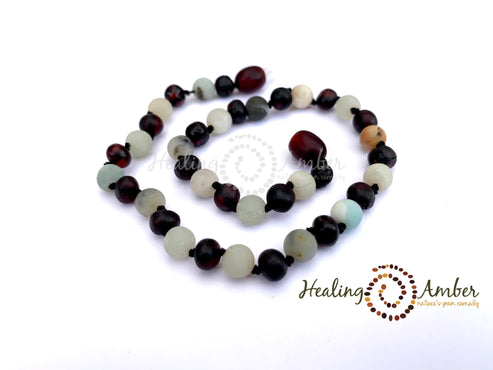 Raw Molasses Amber & Amazonite Gemstone by Healing Amber