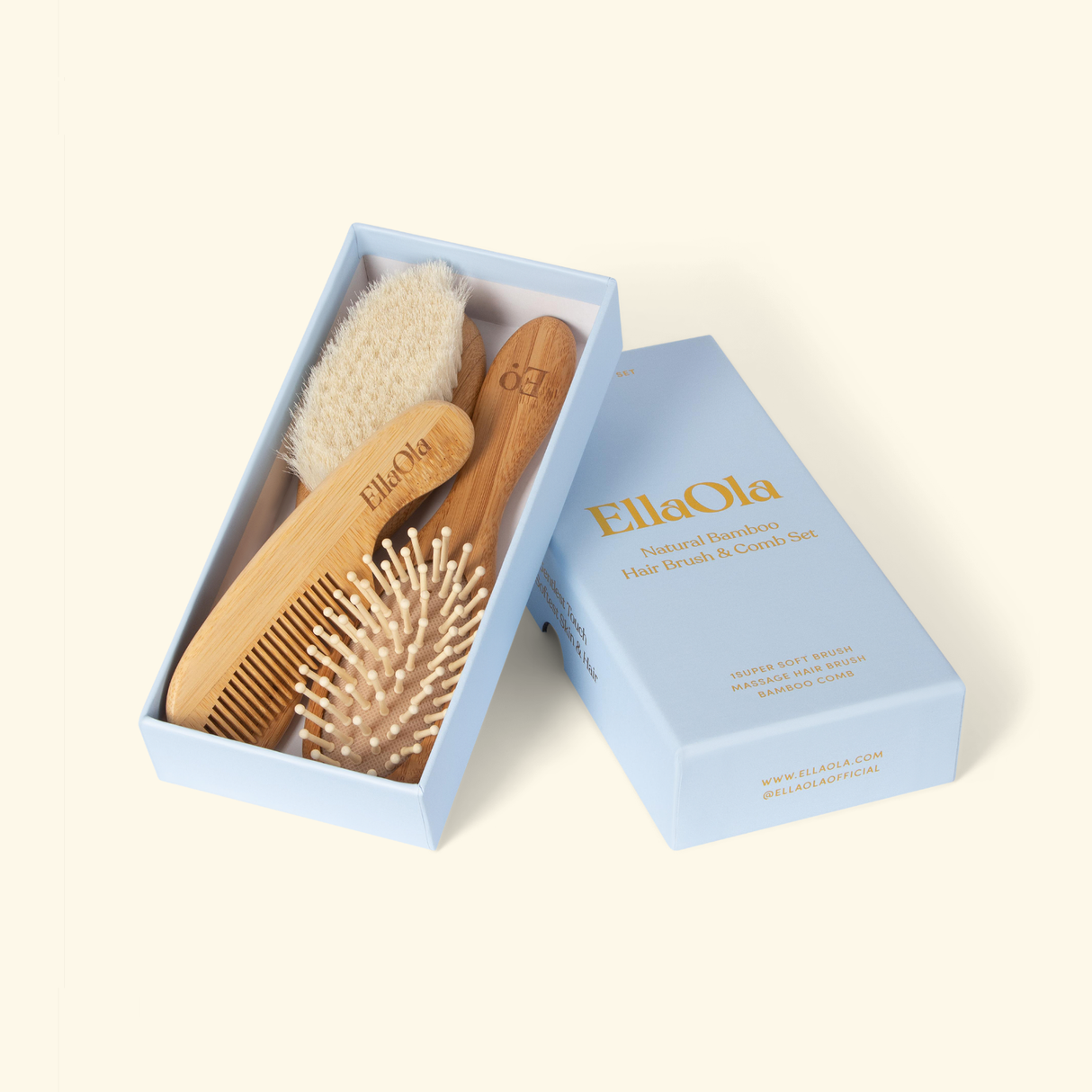 3-Piece Bamboo Brush & Comb Set by Ella Ola