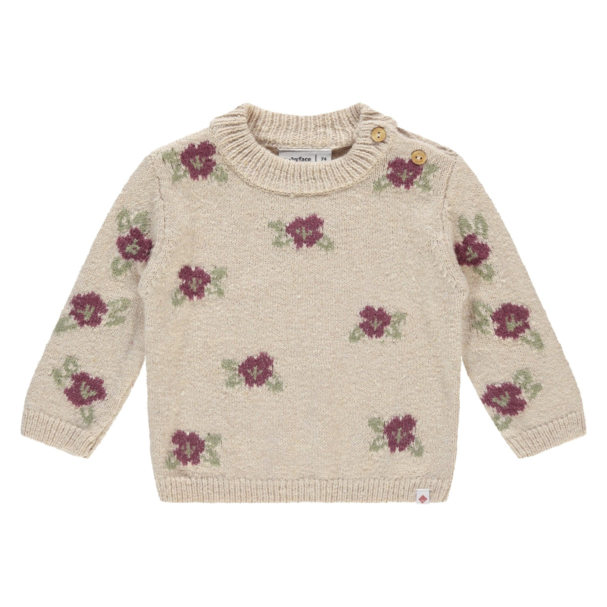 Baby Girls Pullover – Nude with Flowers by Babyface