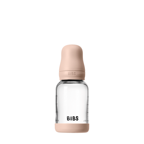 Baby Glass Bottle Set 4oz Silicone- Blush (Slow Flow) by Bibs