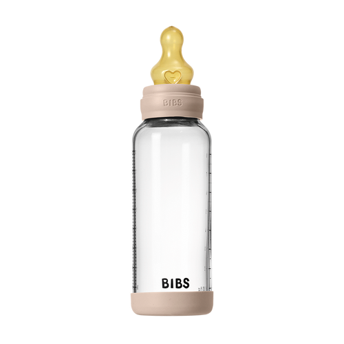 Baby Glass Bottle Set 8oz Latex (Medium Flow)- Blush by Bibs