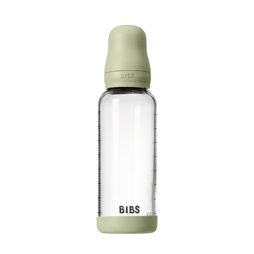 Baby Glass Bottle Set 8oz Silicone (Medium Flow) - Sage by Bibs
