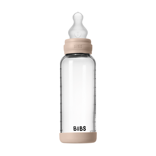 Baby Glass Bottle Set 8oz Silicone (Medium Flow) -Blush by Bibs