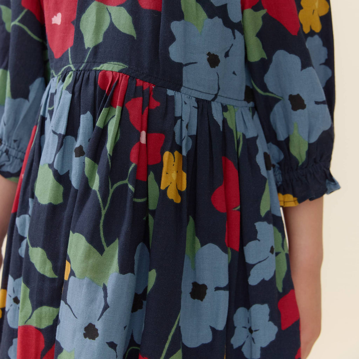 Girls Amara Dress- Navy Hibiscus Floral by Pink Chicken