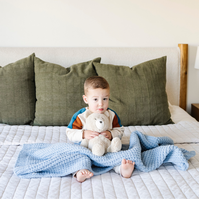 Waffle Knit Receiving Blanket- Blue Jay by Saranoni