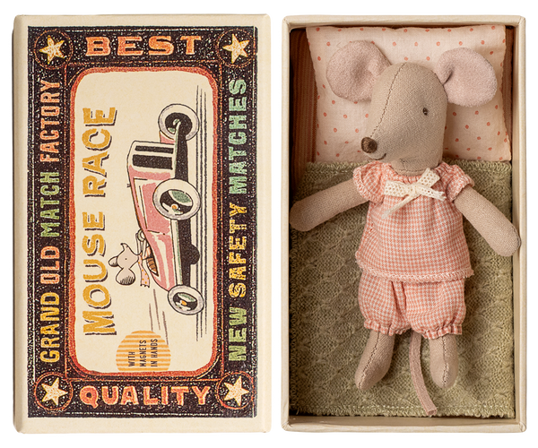 Little sister mouse in matchbox by Maileg