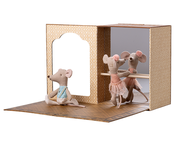 Ballet mice in dance studio, Little sister and brother by Maileg