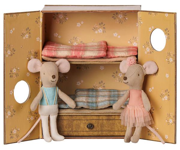Ballet mice in dance studio, Little sister and brother by Maileg