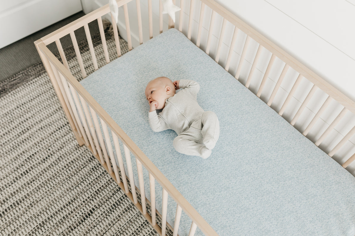 Premium Knit Fitted Crib Sheet in Lennon by Copper Pearl
