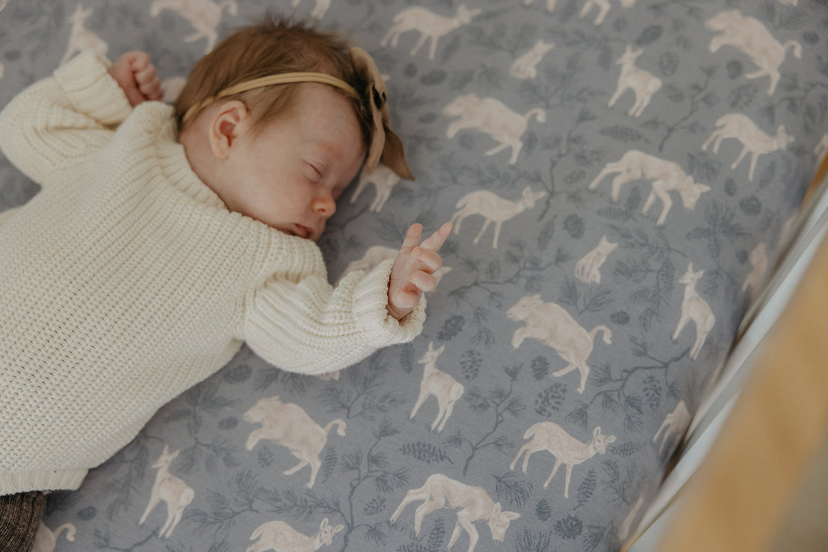 Premium Knit Fitted Crib Sheet - Timber by Copper Pearl