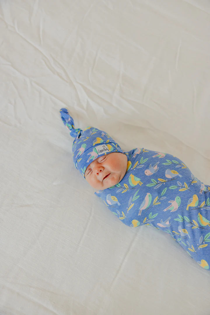 Knit Swaddle Blanket in Birdie by Copper Pearl