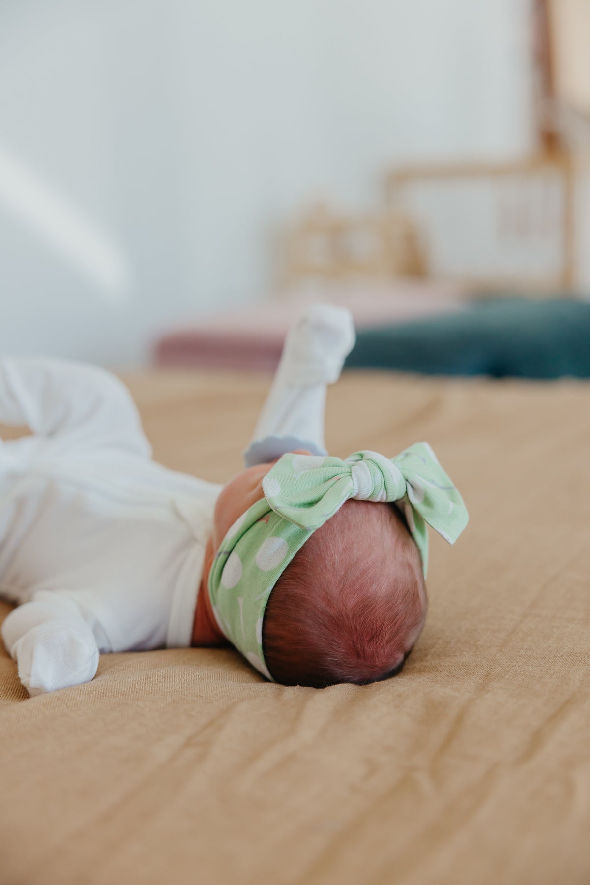 Knit Headband Bow in Bogey by Copper Pearl