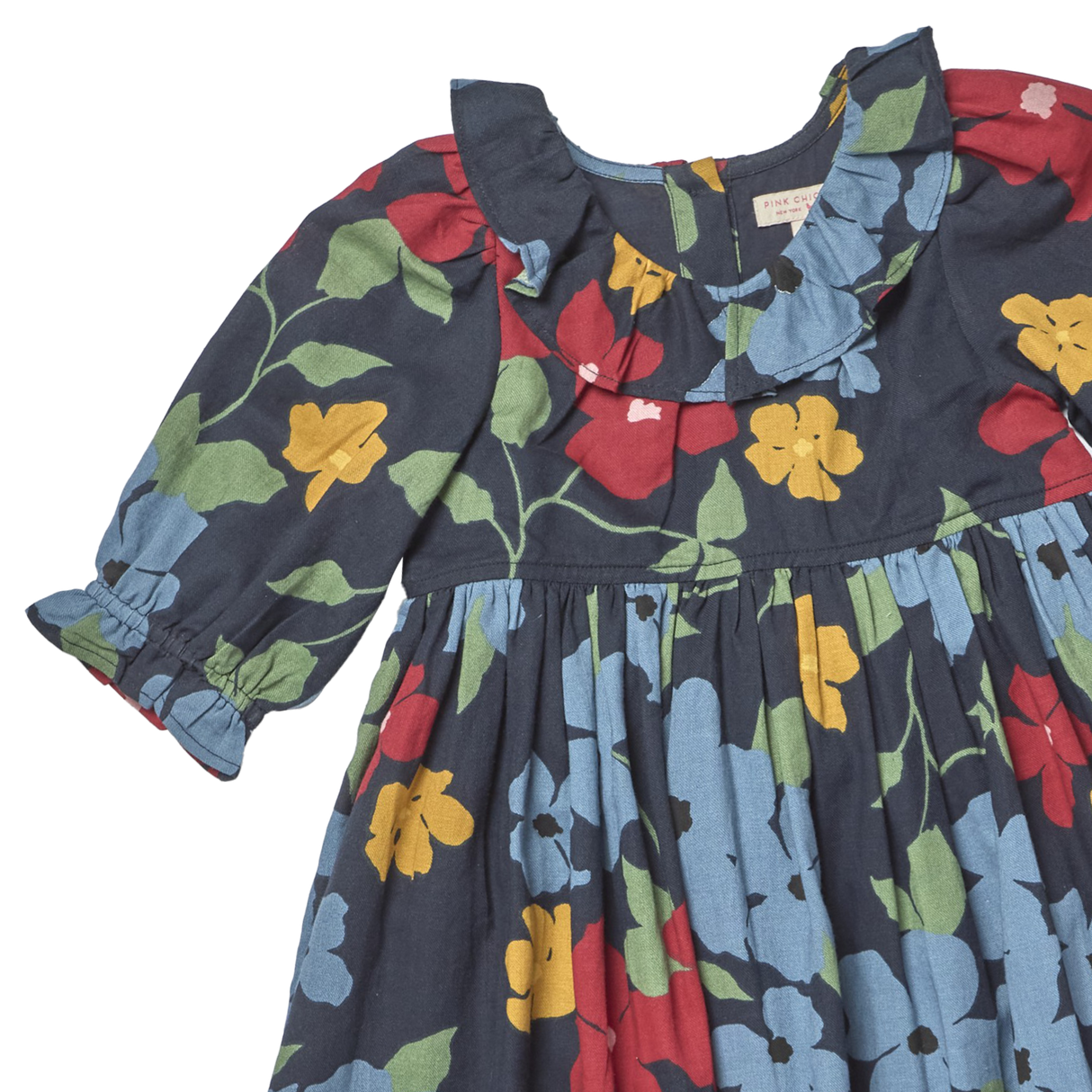 Girls Amara Dress- Navy Hibiscus Floral by Pink Chicken