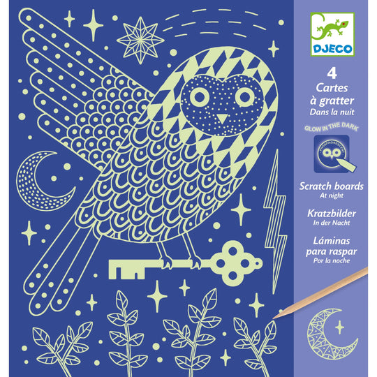 At Night Glow-in-the-Dark Scratch Card Activity Set by Djeco