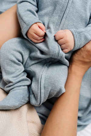 Miller Plush Knit Zipper Footie by Lou Lou + Company