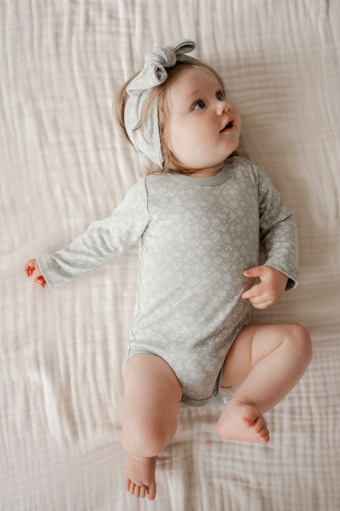 Organic Cotton Long Sleeve Bodysuit - Rosalie Fields Bluefox by Jamie Kay