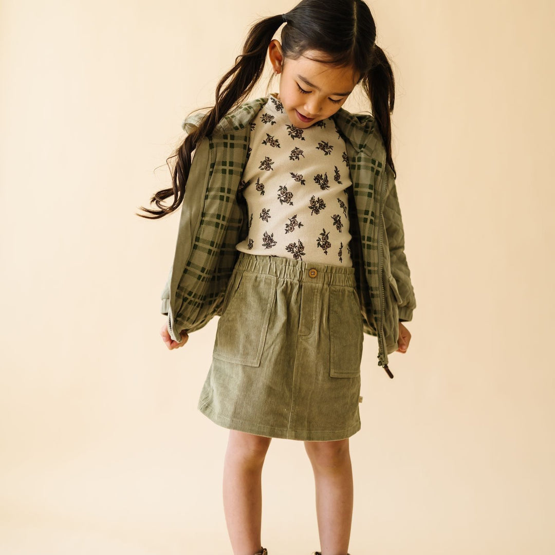 Organic Quilted Hooded Jacket - Olive by Makemake