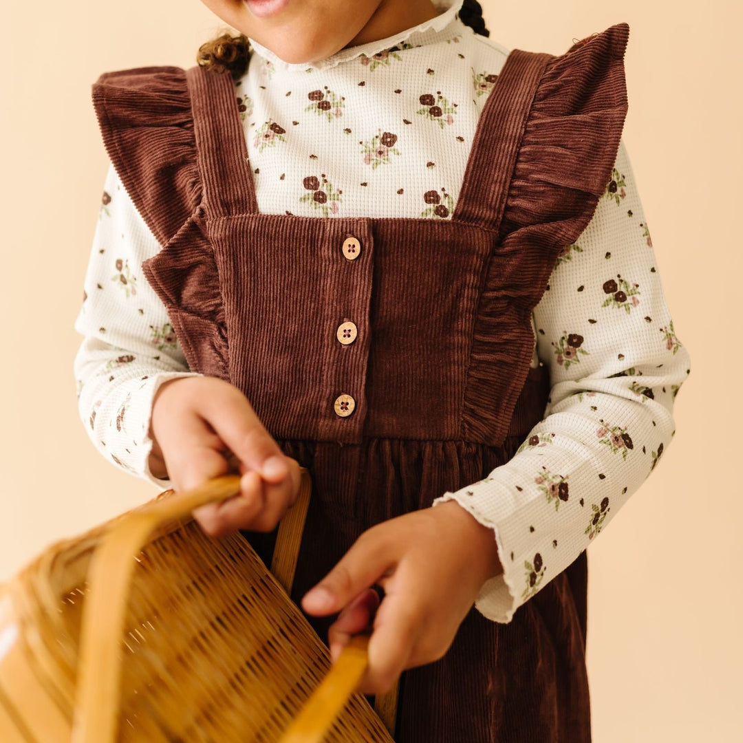 Organic Corduroy Ruffle Dress - Plum by Makemake