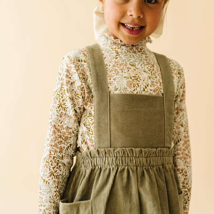 Organic Corduroy Pinafore Dress - Olive by Makemake
