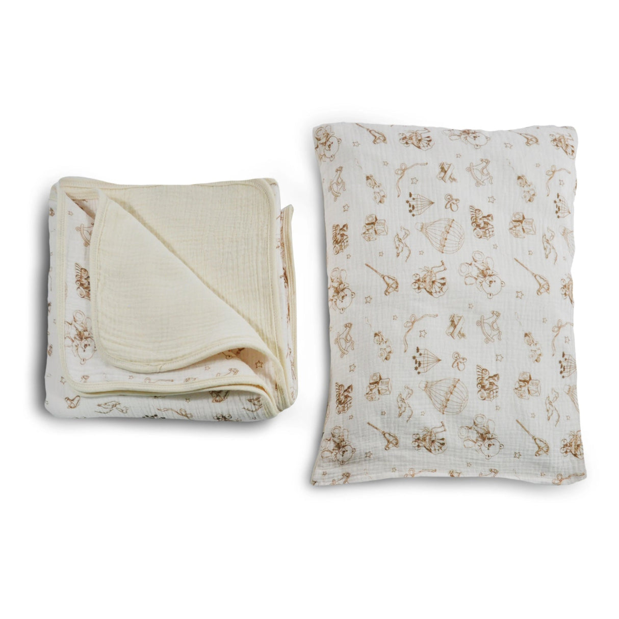 Vintage Bedding Set Double-Sided Blanket & Pillow Organic Cotton – Art Board by Cherubin Chic