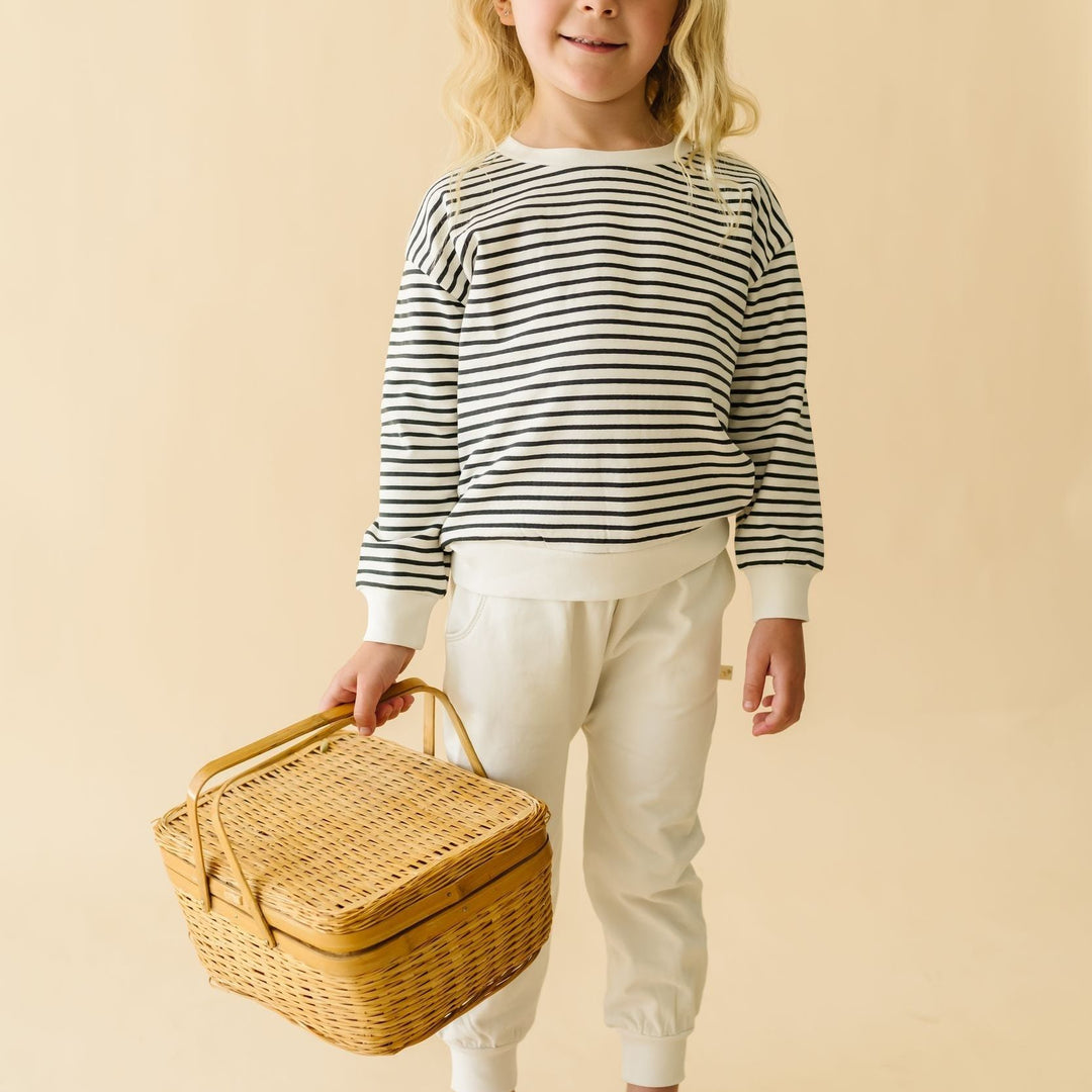 Organic Fleece Sweatshirt - Black Stripes by Makemake