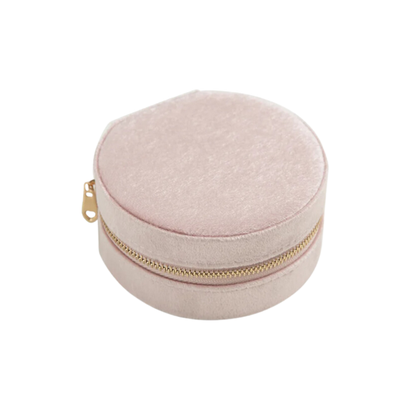 Velvet Circle Jewelry Case- Light Pink by Little Miss Zoe