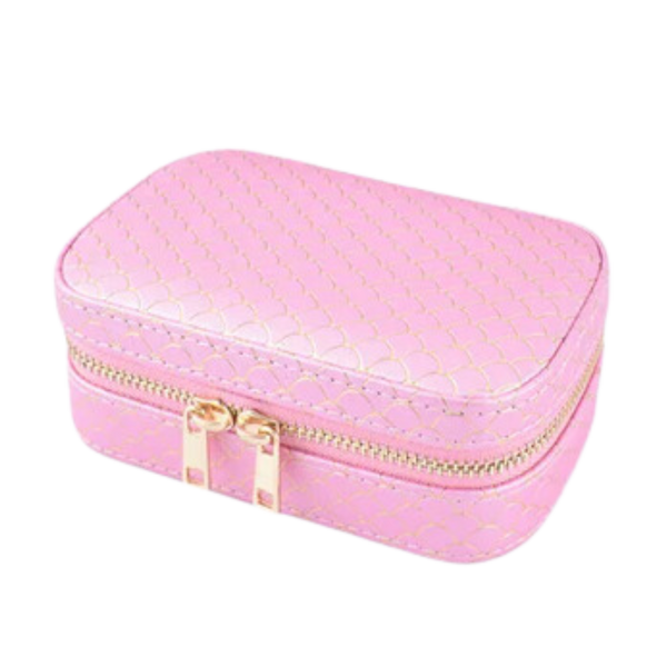 Faux Leather Mermaid Scale Jewelry Case- Pink by Little Miss Zoe
