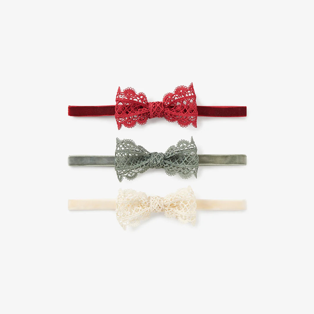 Holiday Lacey Bow Baby Headband 3PK by Elegant Baby