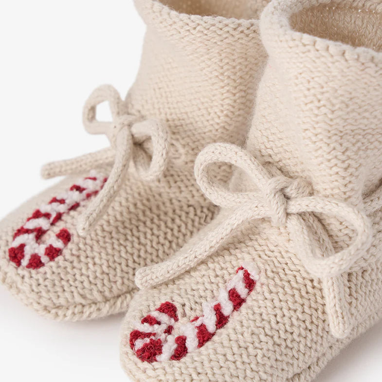 Candycane Garter Knit Baby Booties by Elegant Baby