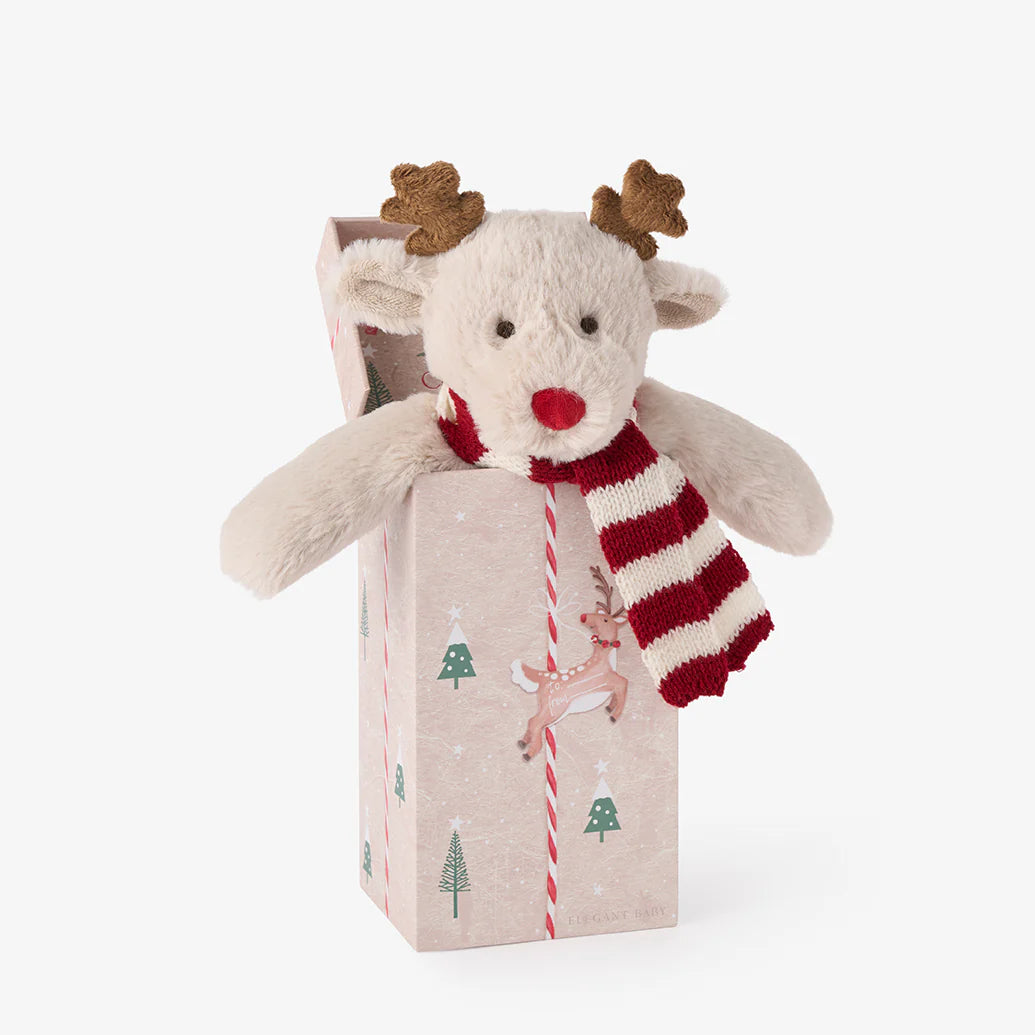 ‘Tinsel' Reindeer Snuggler Plush Security Blanket W/ Gift Box by Elegant Baby