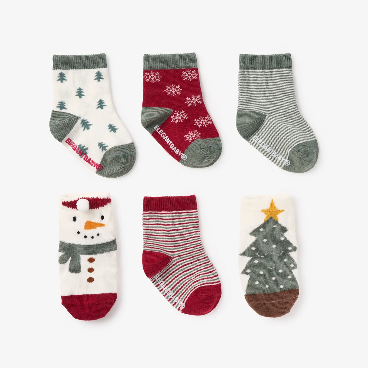 Holiday Non-Slip Baby Socks- 6PK by Elegant Baby