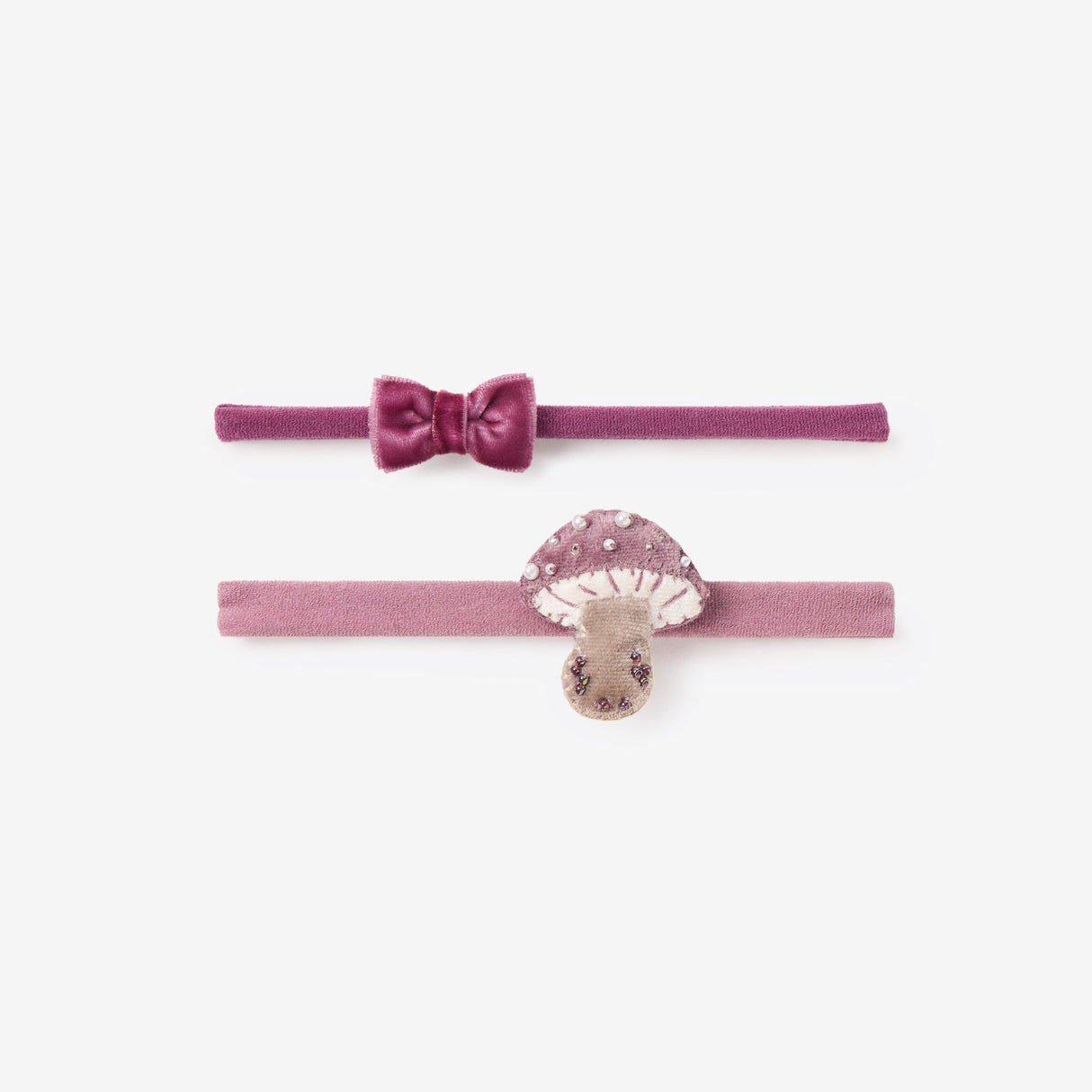 Velvet Bow + Mushroom Headband Set by Elegant Baby