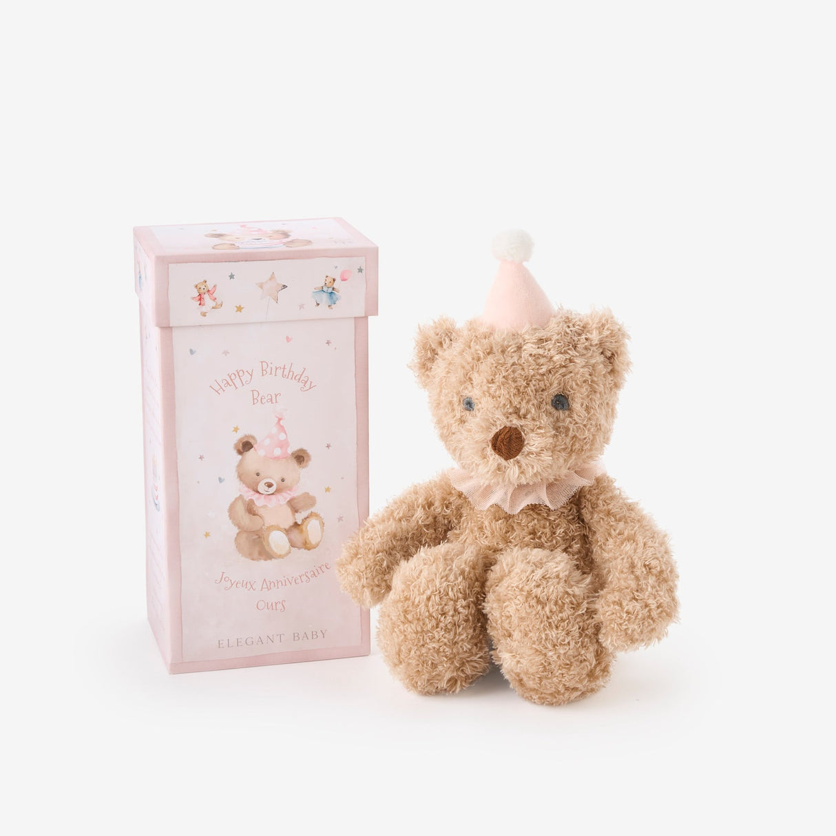 Pink Birthday Bear Plush Toy w/ Gift Box by Elegant Baby