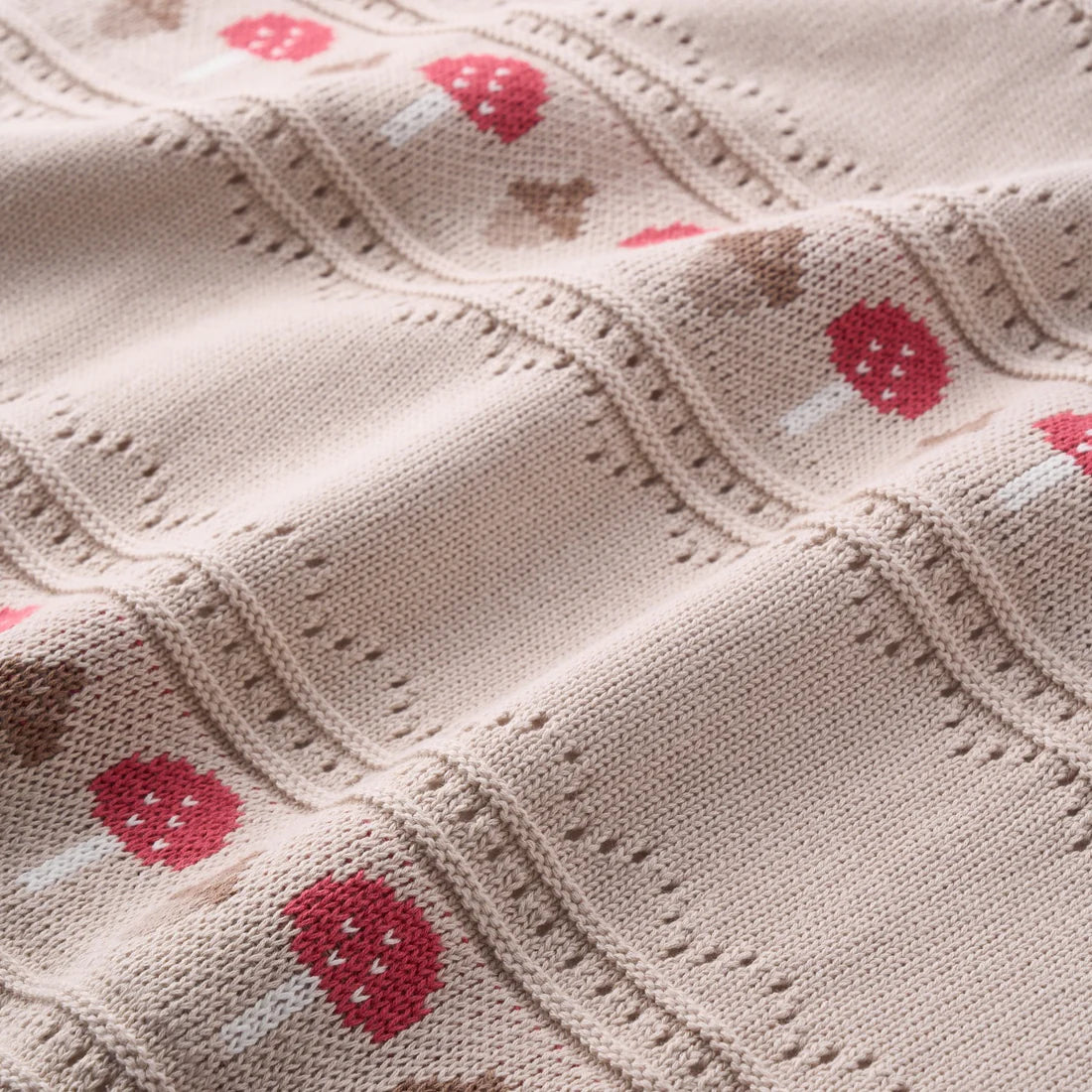 Mushroom Fairisle Knit Baby Blanket by Elegant Baby