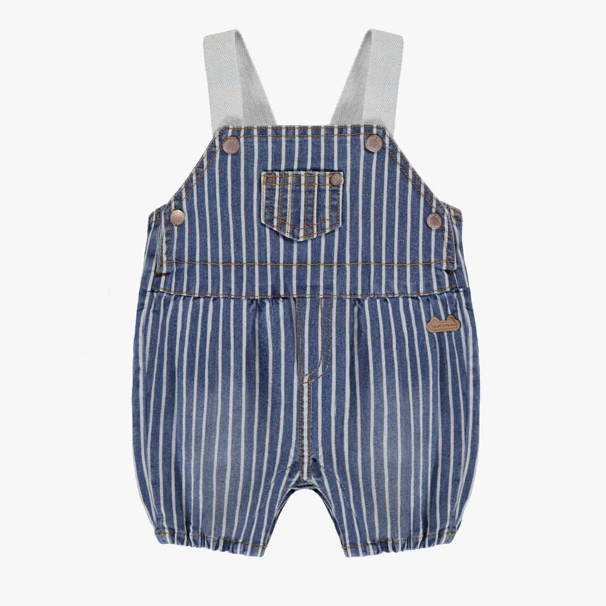 Blue and white overalls in striped denim by Sourismini