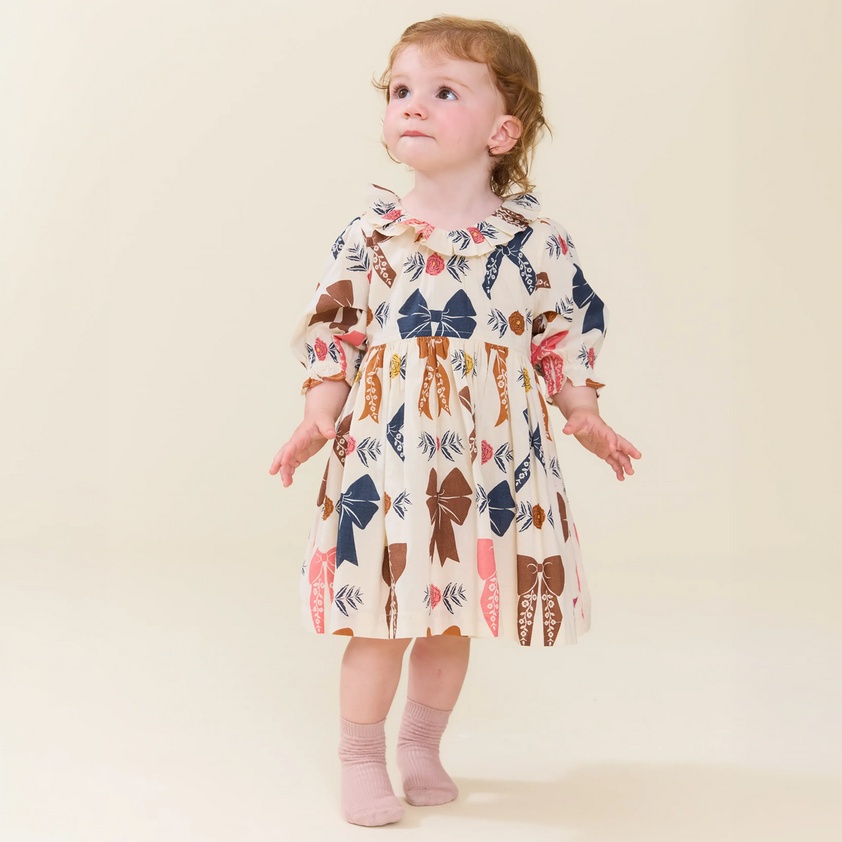 Baby Girls Amara Dress Set- Harvest Bows by Pink Chicken