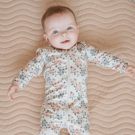 Spring Flowers on Creme Footie by Petit Lem