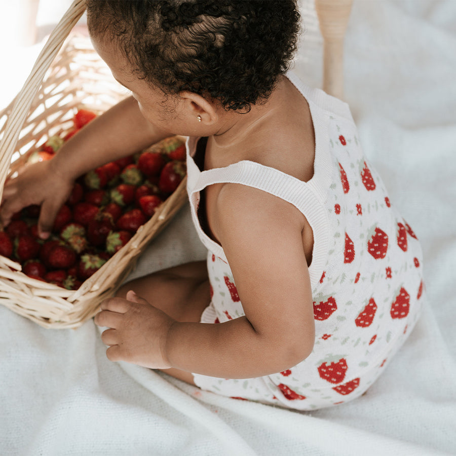 Strawberry Knit Short Set by Petit Lem