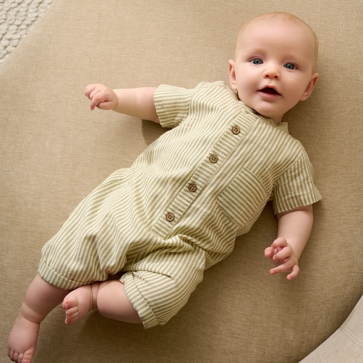 Woven Stripe Romper - Lily Pad by Fixoni