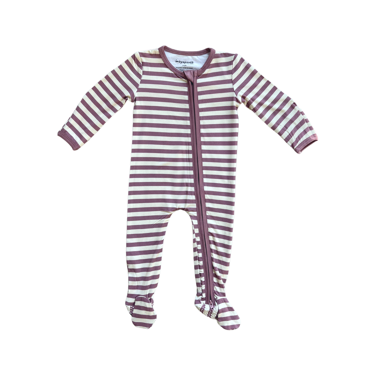 Footie Romper - Mauve Stripe by babysprouts