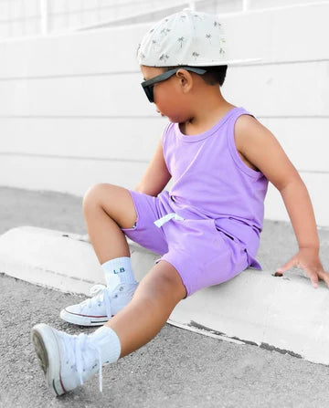 Raw Edge Harem Short - Electric Lilac by Little Bipsy