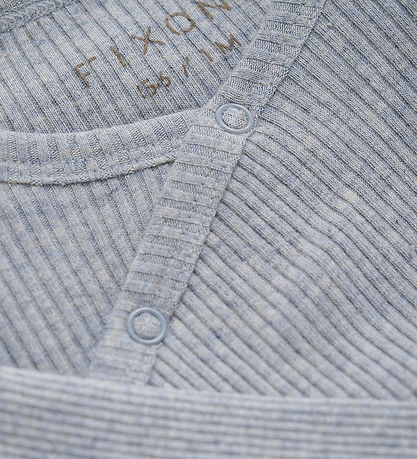 Ribbed Cross Snap Bodysuit - Gray Dawn by Fixoni