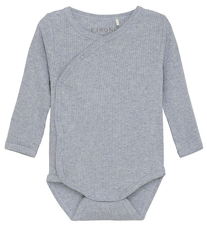 Ribbed Cross Snap Bodysuit - Gray Dawn by Fixoni