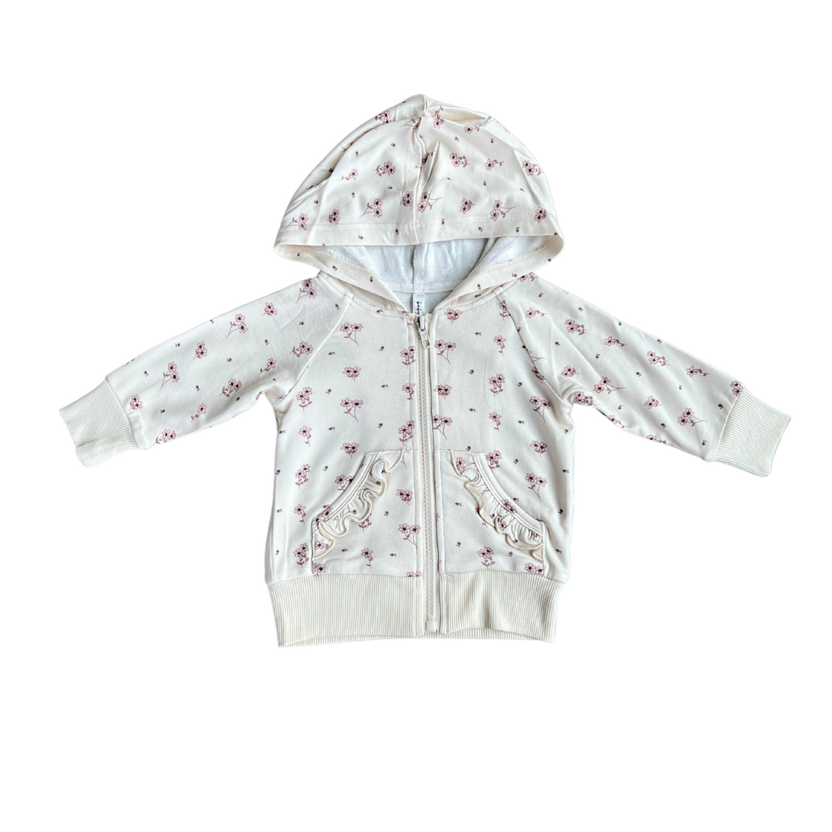 Girl's Hooded Jacket - Mini Floral in Cream by babysprouts