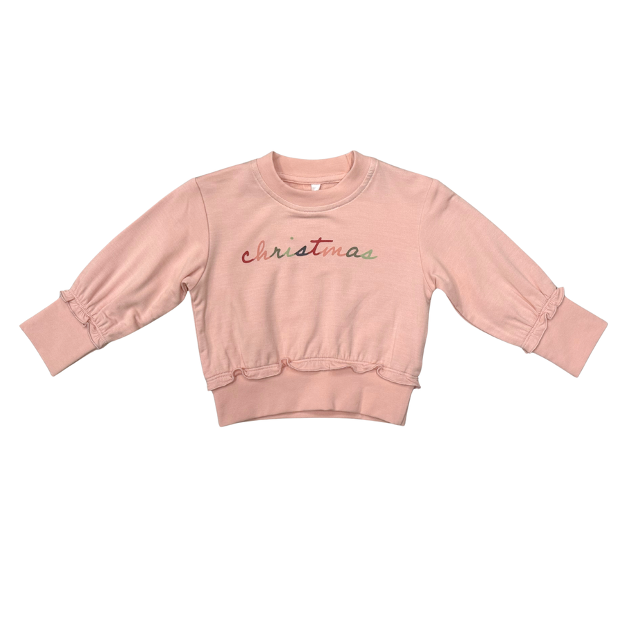 Ruffle Hem Sweatshirt- Christmas by Babysprouts