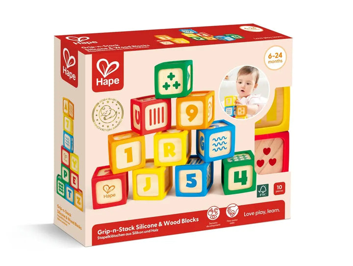 Grip-n-Stack Silicone & Wood Blocks by Hape