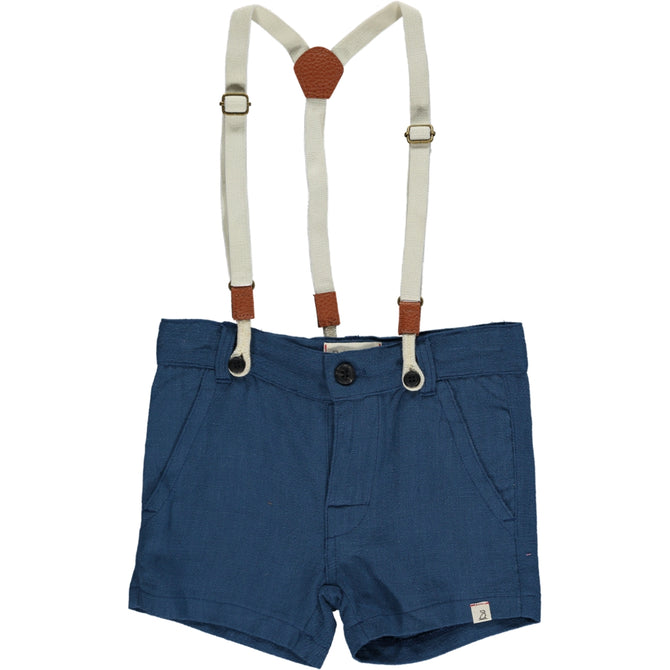 CAPTAIN Blue Shorts With Adjustable Suspenders by Me & Henry